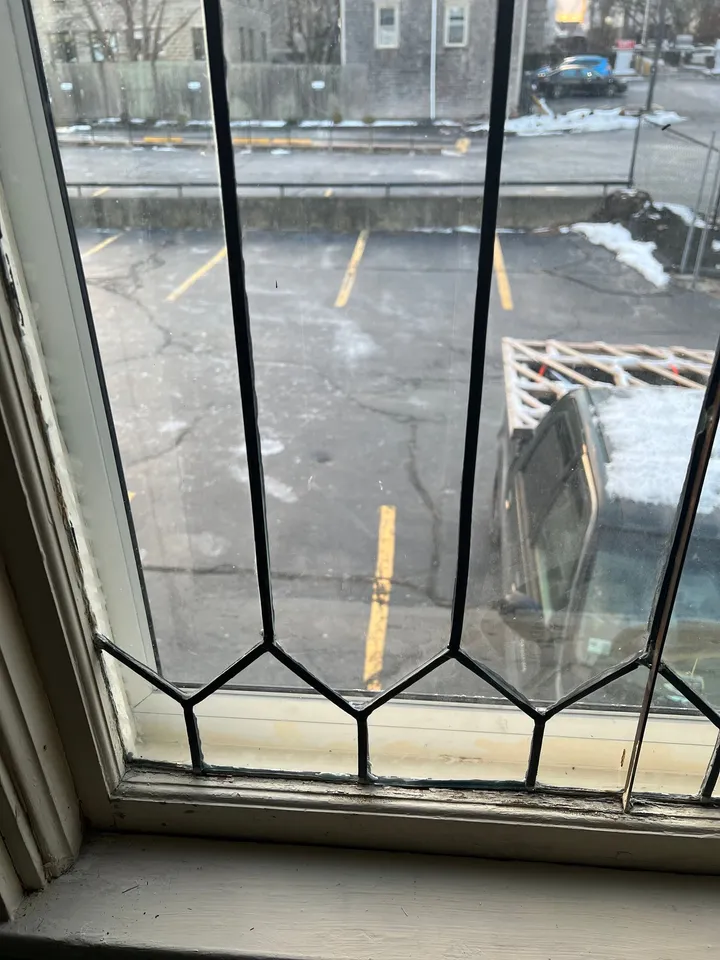 Leaded glass window repaired and reglazed