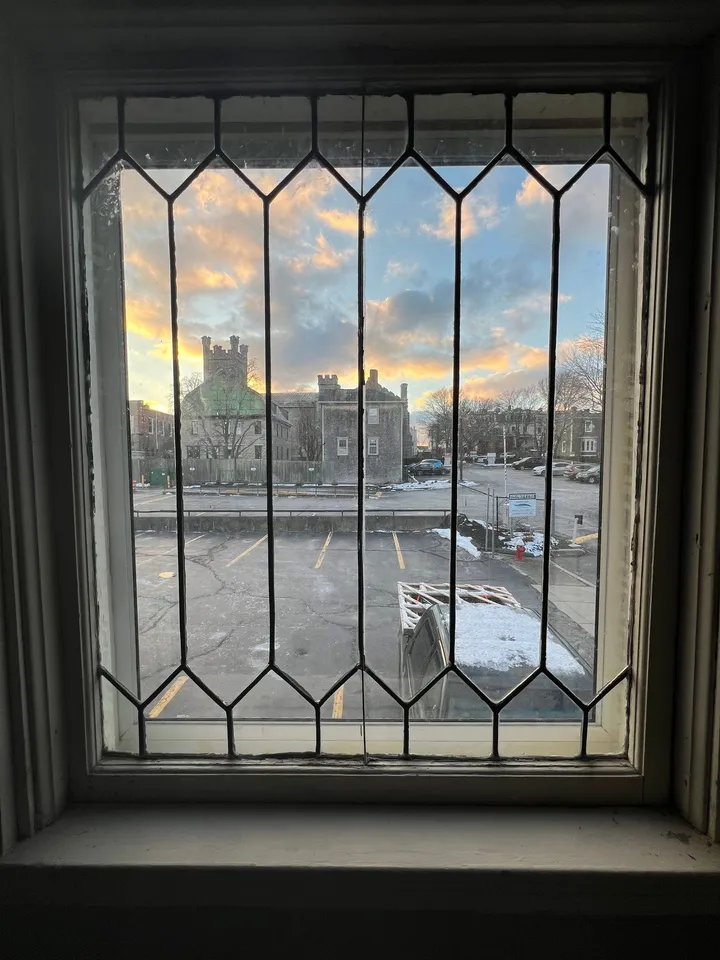 Leaded glass window repaired and reglazed